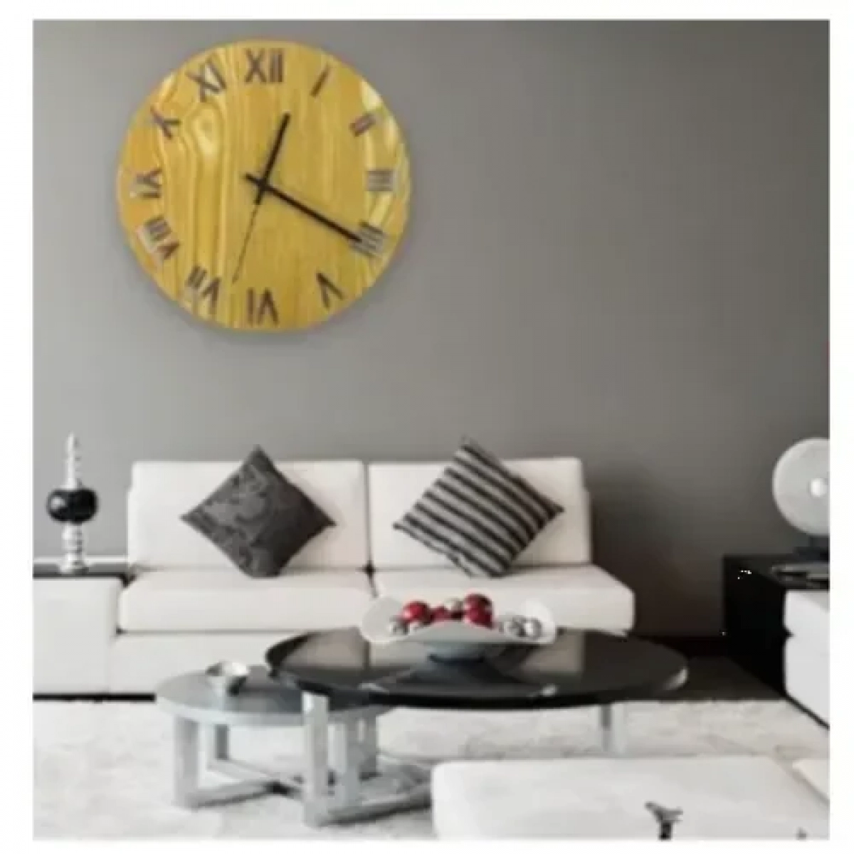 Ξύλινο Ρολόι Τοίχου Quartz Vintage Διαμέτρου 30cm με Λατινικούς Αριθμούς 23367