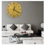 Ξύλινο Ρολόι Τοίχου Quartz Vintage Διαμέτρου 30cm με Λατινικούς Αριθμούς 23367