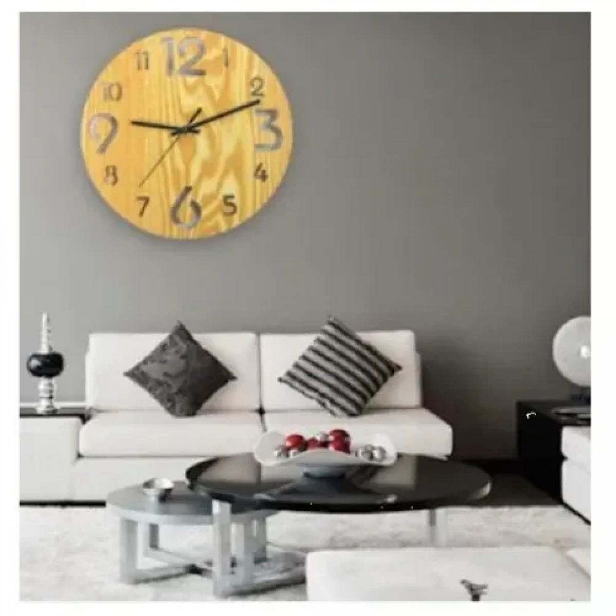 Ξύλινο Ρολόι Τοίχου Quartz Διαμέτρου 30cm με Αριθμούς 23368