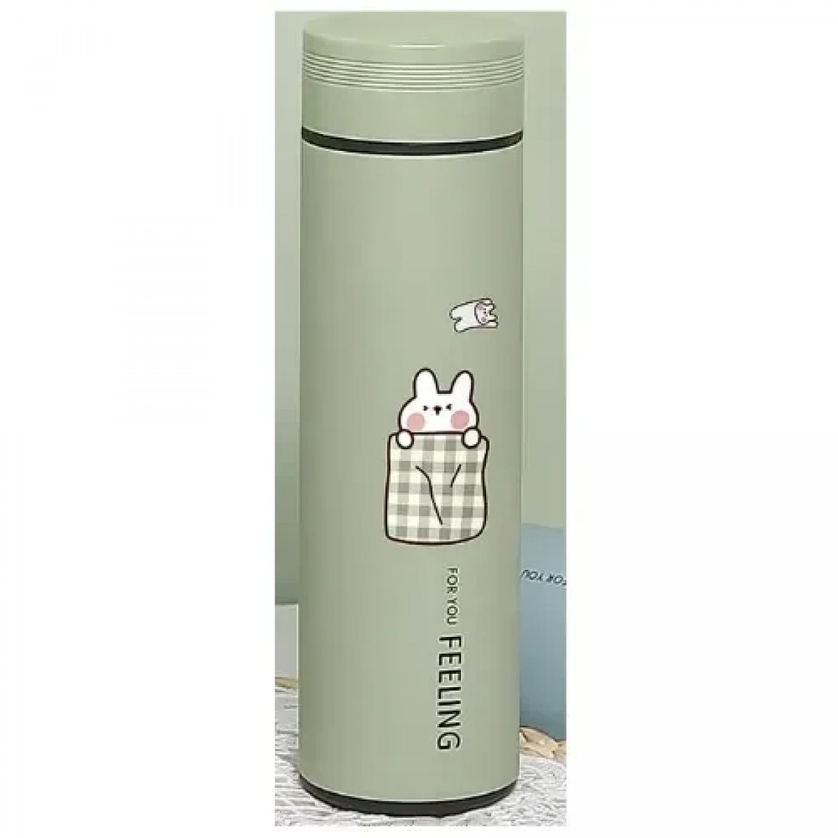 Παγούρι Θερμός 450ml από ανοξείδωτο ατσάλι Feeling DIY Graphics M-6201W Πράσινο