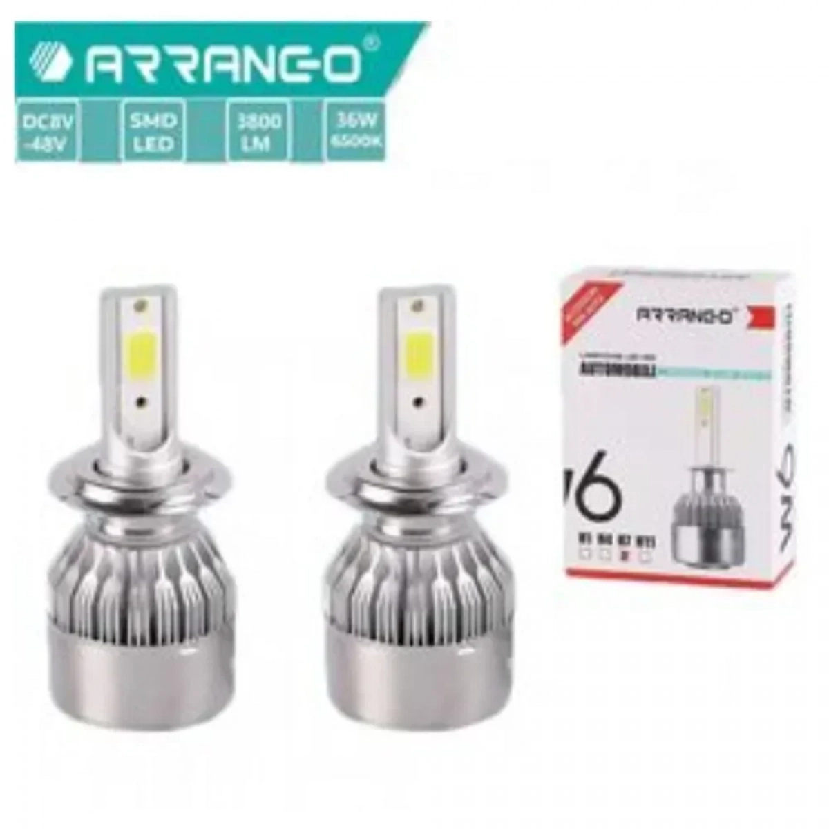 2x ARRANGO Λαμπτήρες LED SMD Φώτα Πορείας H7 36W 6500K W6 3800Lm - Photo1