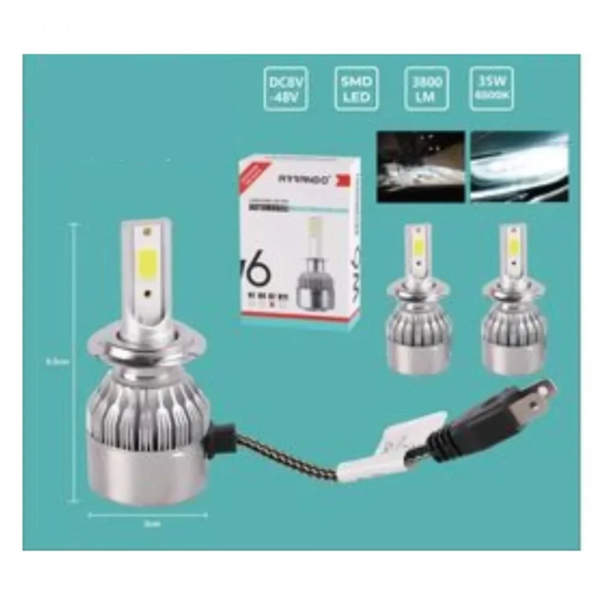 2x ARRANGO Λαμπτήρες LED SMD Φώτα Πορείας H7 36W 6500K W6 3800Lm - Photo2