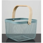 Τετράγωνο Μεταλλικό Καλάθι με Χερούλι 17x24x24 cm 21747 Μπλε