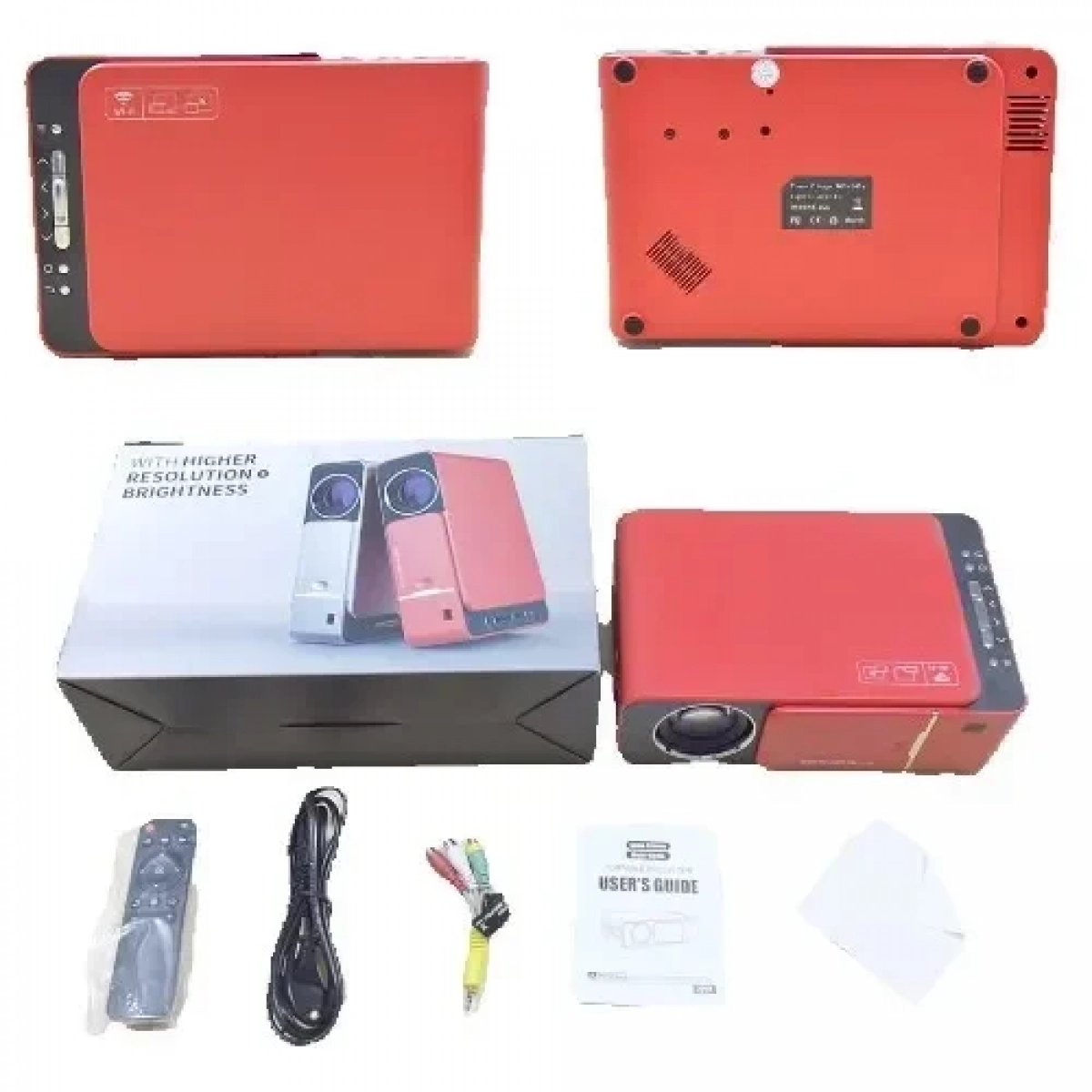 T6 Mini Projector Τεχνολογίας Προβολής LCD Λάμπας LED με Φυσική Ανάλυση 1280 x 780 και Φωτεινότητα 3500 Ansi Lumens Κόκκινο