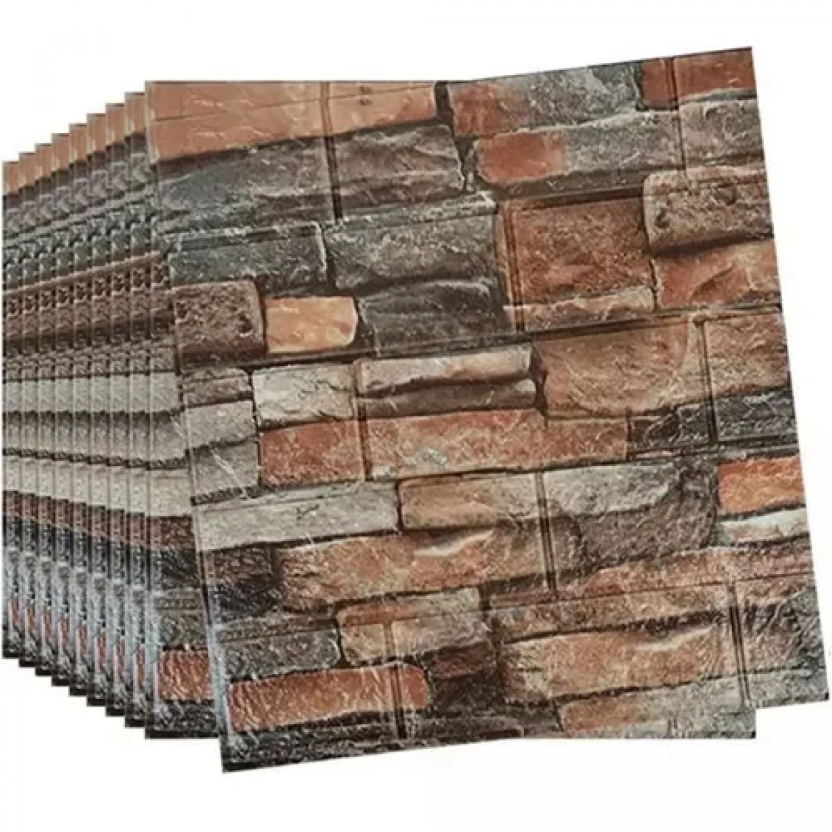 3D ανάγλυφο αυτοκόλλητο τοίχου – τουβλάκι 70x77cm 1 τεμάχιο εφέ πέτρας - Image 2