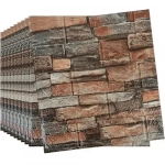 3D ανάγλυφο αυτοκόλλητο τοίχου – τουβλάκι 70x77cm 1 τεμάχιο εφέ πέτρας - Image 2