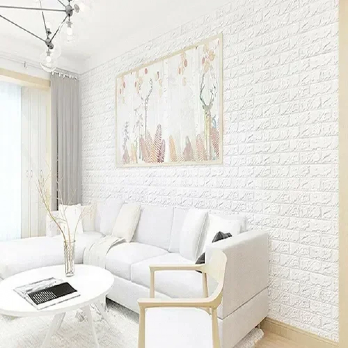 3D ανάγλυφο αυτοκόλλητο τοίχου – τουβλάκι 70x77cm 1 τεμάχιο λευκό - Image 5