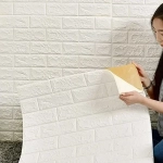 3D ανάγλυφο αυτοκόλλητο τοίχου – τουβλάκι 70x77cm 1 τεμάχιο λευκό - Image 7