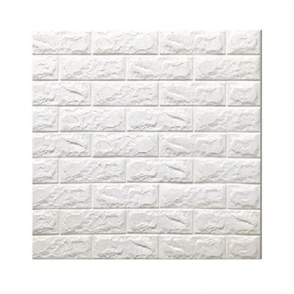 3D ανάγλυφο αυτοκόλλητο τοίχου – τουβλάκι 70x77cm 1 τεμάχιο λευκό
