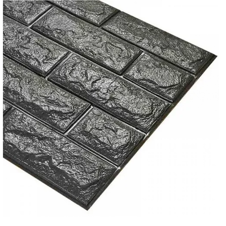 3D ανάγλυφο αυτοκόλλητο τοίχου – τουβλάκι 70x77cm 1 τεμάχιο μαύρο