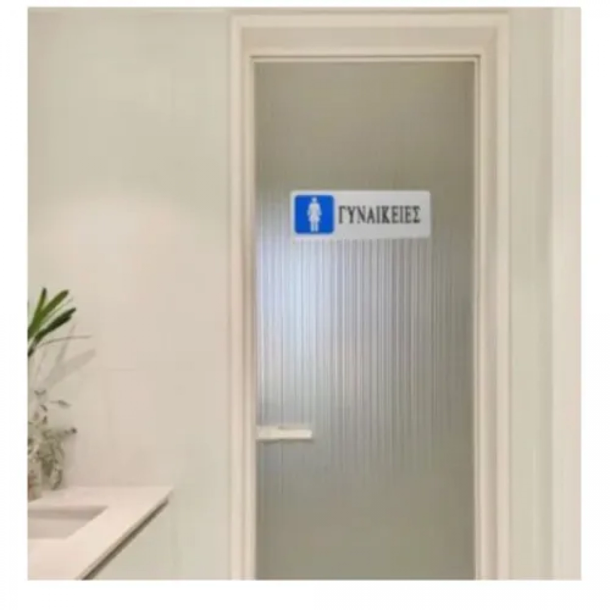Αυτοκόλλητη Πινακίδα Σήμανσης WC "ΓΥΝΑΙΚΕΙΕΣ" 18×6 cm SDS-13667