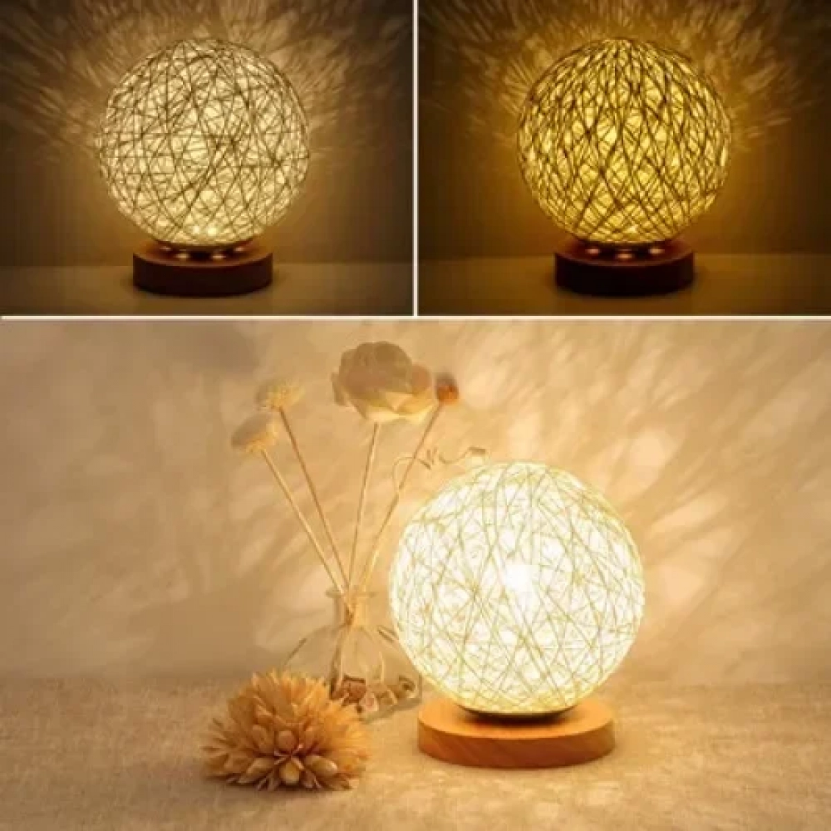 Διακοσμητικό Επιτραπέζιο Φωτιστικό LED Rattan USB Λευκό SDS-23365