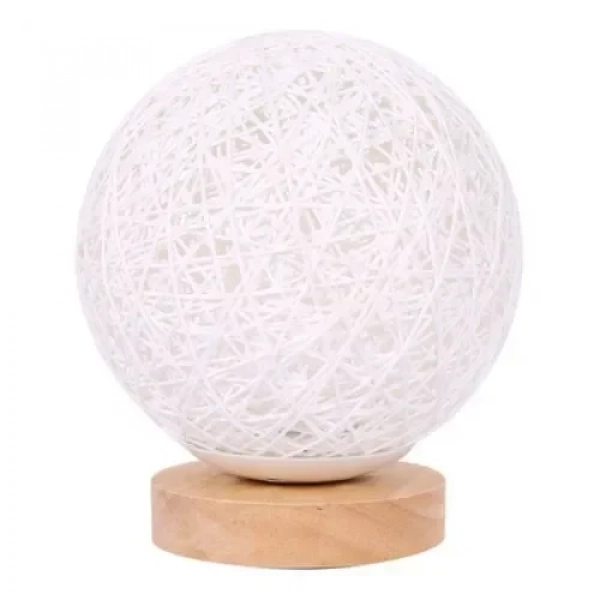 Διακοσμητικό Επιτραπέζιο Φωτιστικό LED Rattan USB Λευκό SDS-23365