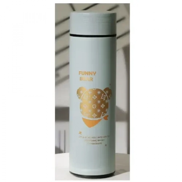 Παγούρι Θερμός 450ml από ανοξείδωτο ατσάλι με σχέδιο αρκουδάκι M-6372W Γαλάζιο