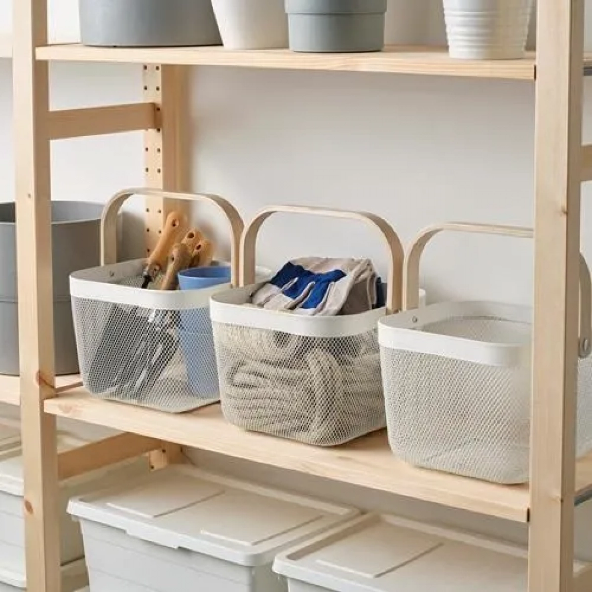 Τετράγωνο Μεταλλικό Καλάθι με Χερούλι 17x24x24 cm 21747 Λευκό