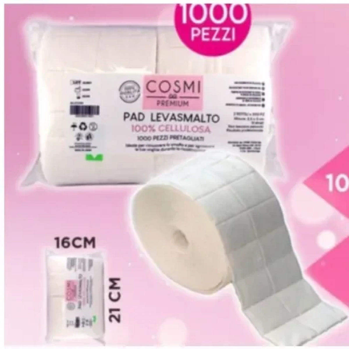 Cosmi Premium Επιθέματα Κυτταρίνης για Αφαίρεση Βερνικιού σε Ρολό με προκομμένα χαρτάκια 1000τμχ