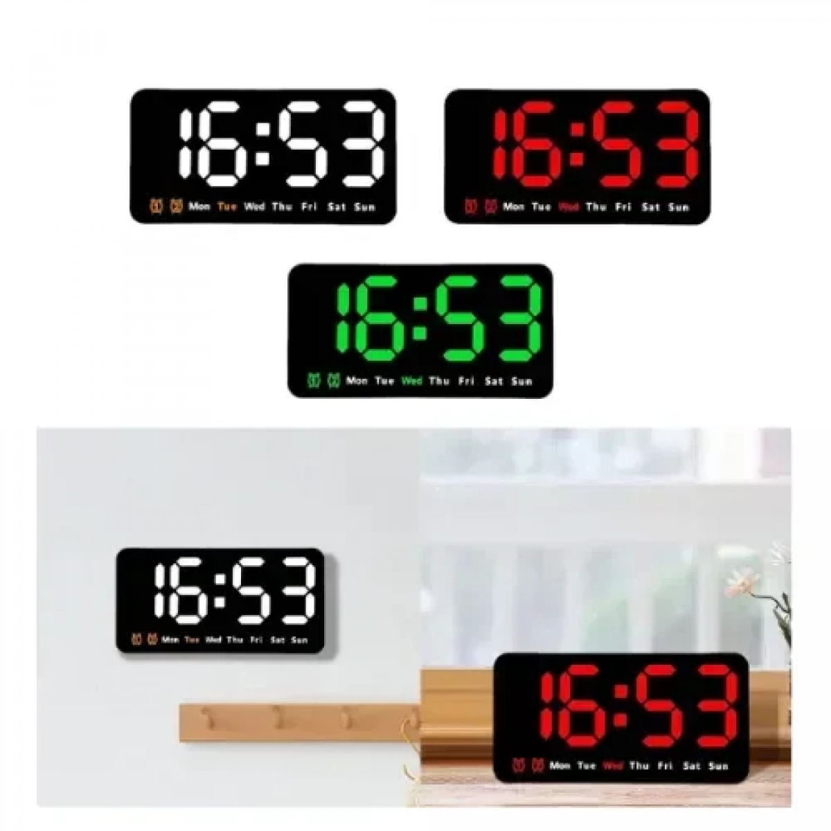 Ηλεκτρονικό Ρολόι LED Επαναφορτιζόμενο SDS-23407 Μαύρο με Κόκκινο Φωτισμό