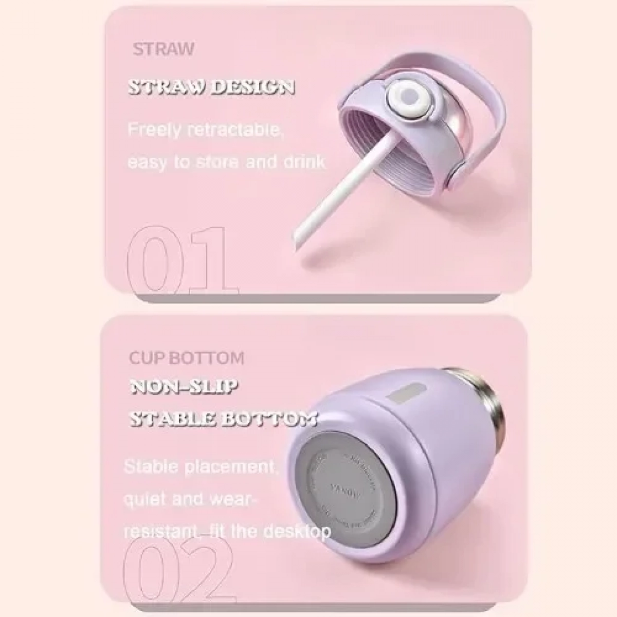 Παγούρι Θερμός 650ml με Καλαμάκι DIY με Αυτοκόλλητα & Ιμάντα από ανοξείδωτο ατσάλι 8659