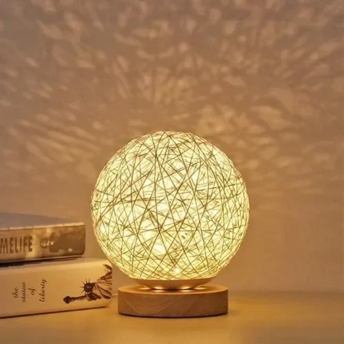 Διακοσμητικό Επιτραπέζιο Φωτιστικό LED Rattan USB Λευκό SDS-23365