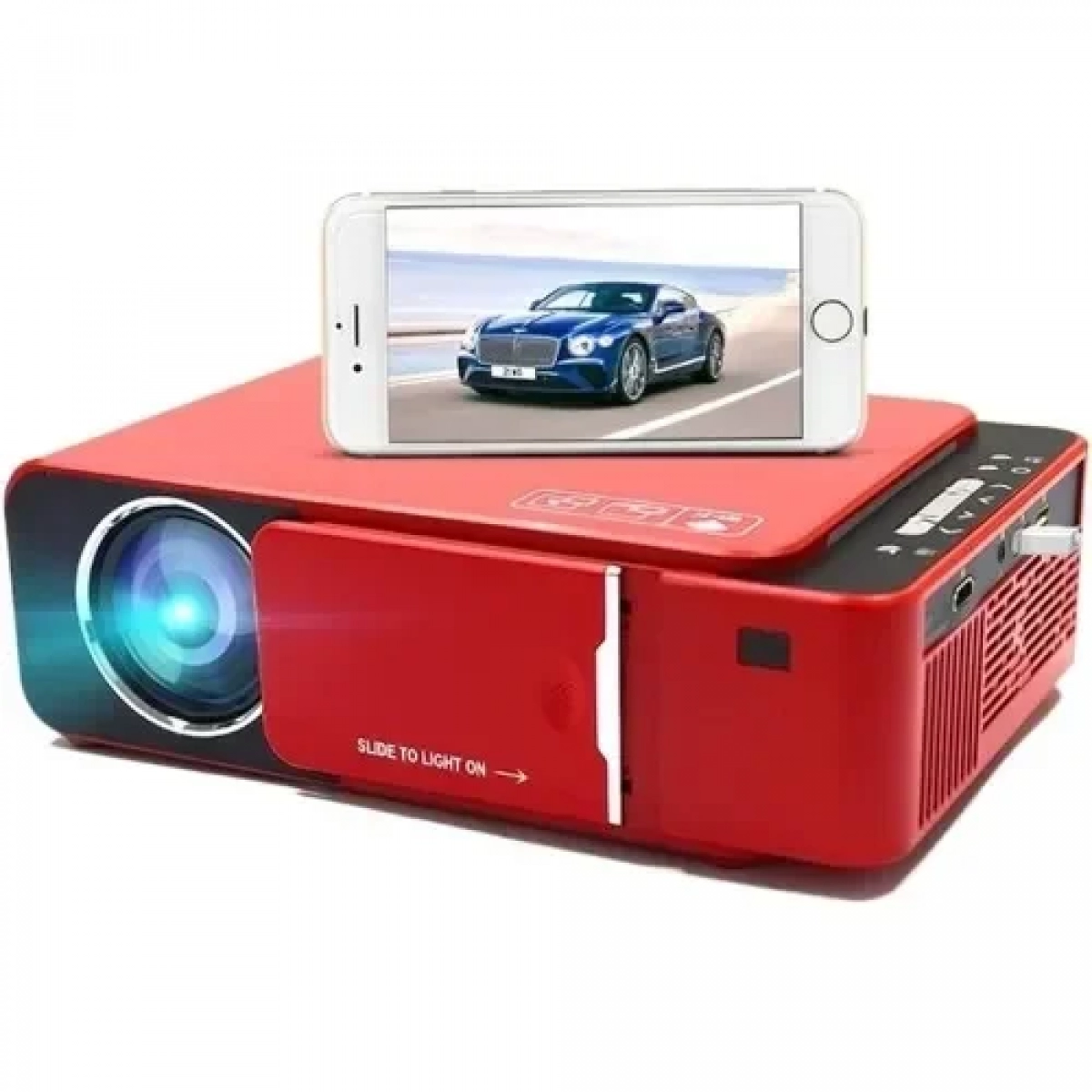 T6 Mini Projector Τεχνολογίας Προβολής LCD Λάμπας LED με Φυσική Ανάλυση 1280 x 780 και Φωτεινότητα 3500 Ansi Lumens Κόκκινο