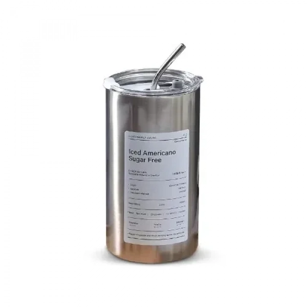 Παγούρι Θερμός 600ml από ανοξείδωτο ατσάλι με Καλαμάκι "Ice Americano" LD-888-3-600 Ασημί