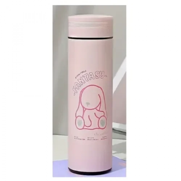 Παγούρι Θερμός 450ml από ανοξείδωτο ατσάλι με σχέδιο αρκουδάκι M-6420W Ροζ