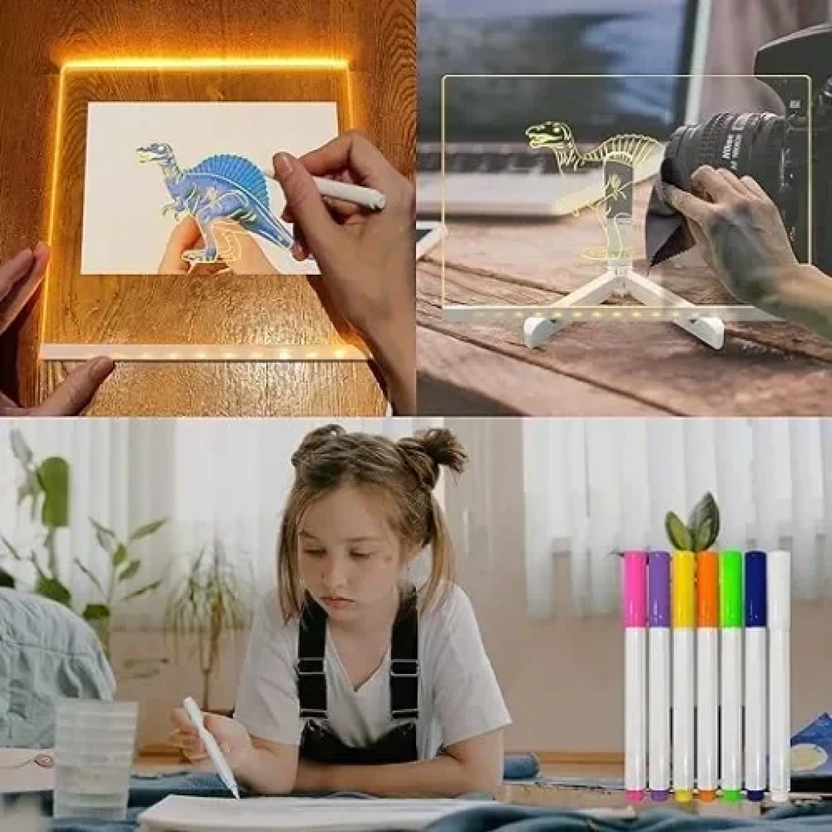 3D Ακρυλικός Πίνακας LED Γραφής με Στυλό και Φως