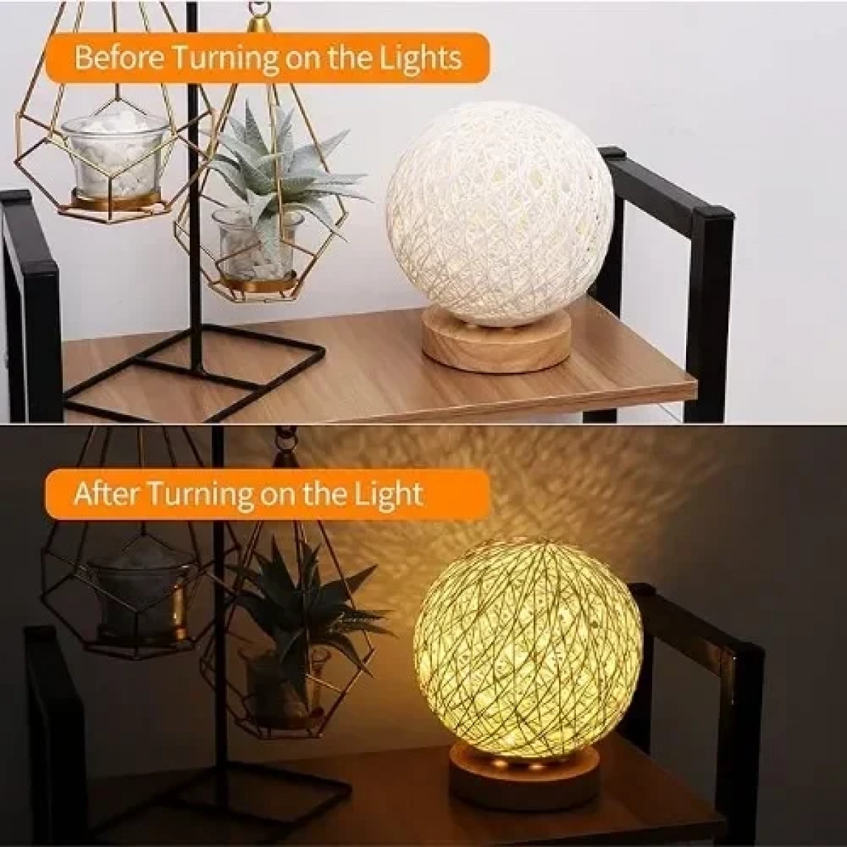 Διακοσμητικό Επιτραπέζιο Φωτιστικό LED Rattan USB Λευκό SDS-23365