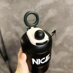 Παγούρι Θερμός 500ml από ανοξείδωτο ατσάλι DIY με Αυτοκόλλητα & Πλαστική Λαβή TB2023-603 "NICE" Μαύρο