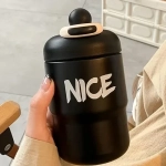 Παγούρι Θερμός 500ml από ανοξείδωτο ατσάλι DIY με Αυτοκόλλητα & Πλαστική Λαβή TB2023-603 "NICE" Μαύρο