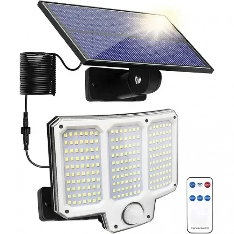 Led Επιτοίχιο Ηλιακό Φωτιστικό 20W 300lm Ψυχρό Λευκό με Αισθητήρα Κίνησης, Φωτοκύτταρο και Τηλεχειριστήριο LF-2501A