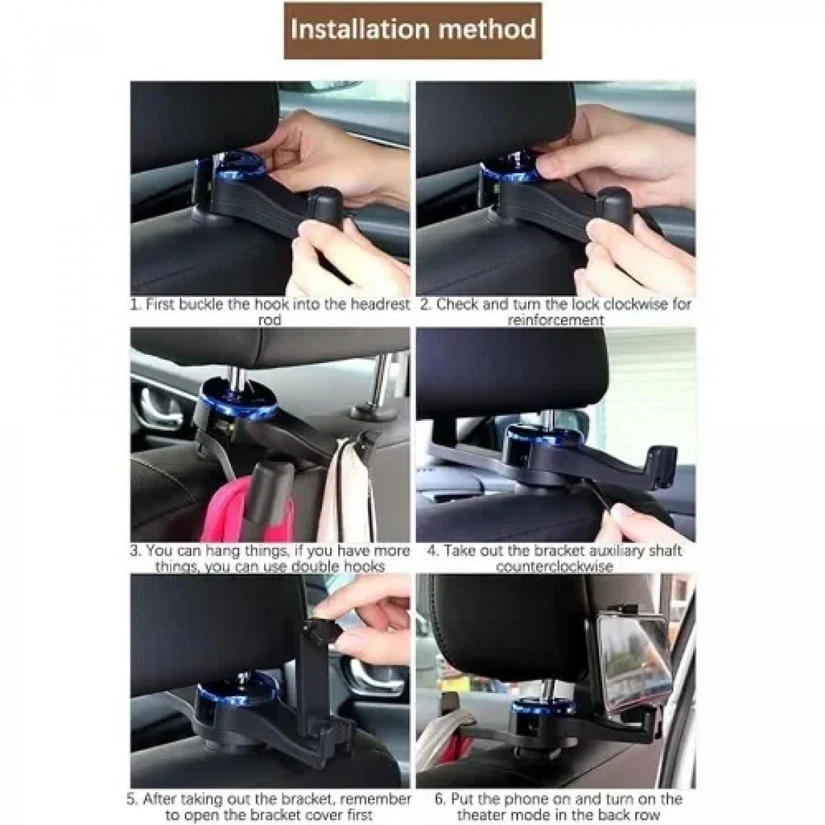 Βάση Προσκέφαλου Καθίσματος Αυτοκινήτου για Στήριξη Κινητού & Κρέμασμα Τσάντας Andowl Q-ZJ33