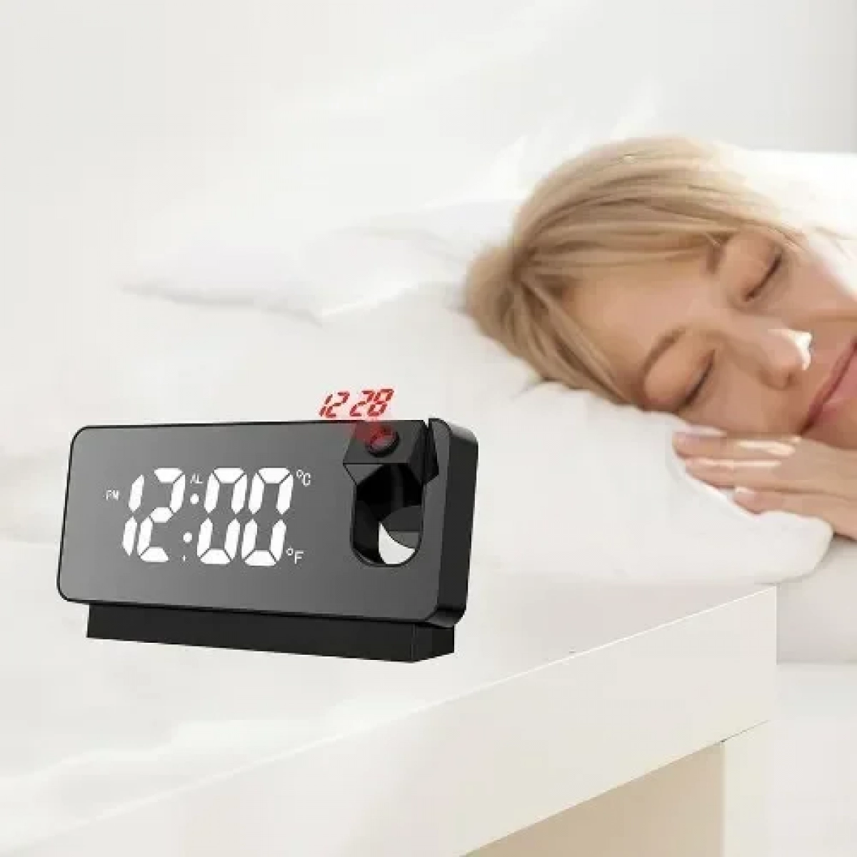 Ρολόι Προβολής Ώρας LED με Επιφάνεια Καθρέφτη SDS-23406 μαύρο