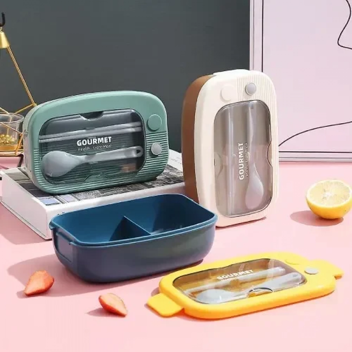 Πλαστικό Δοχείο Φαγητού 20.5x13 cm με κουτάλι & chopsticks Lunch Box 8102