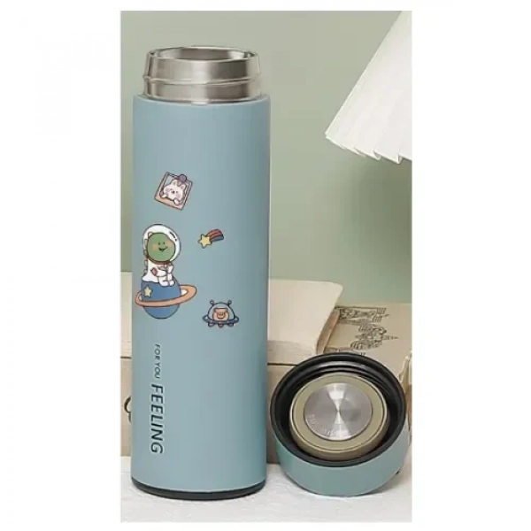 Παγούρι Θερμός 450ml από ανοξείδωτο ατσάλι Feeling DIY Graphics M-6201W Μπλε