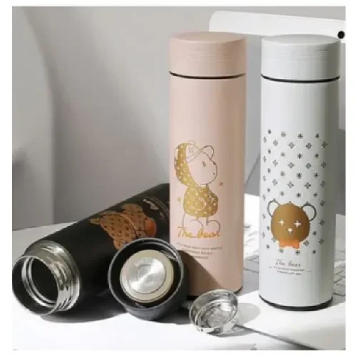 Παγούρι Θερμός 450ml από ανοξείδωτο ατσάλι με σχέδιο αρκουδάκι M-6372W