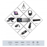 T6 Mini Projector Τεχνολογίας Προβολής LCD Λάμπας LED με Φυσική Ανάλυση 1280 x 780 και Φωτεινότητα 3500 Ansi Lumens Ασημί