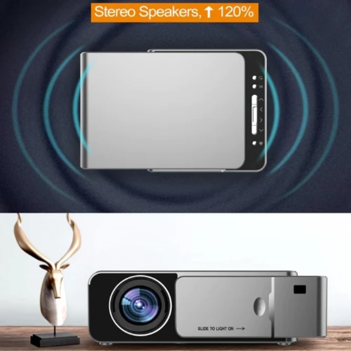 T6 Mini Projector Τεχνολογίας Προβολής LCD Λάμπας LED με Φυσική Ανάλυση 1280 x 780 και Φωτεινότητα 3500 Ansi Lumens Ασημί