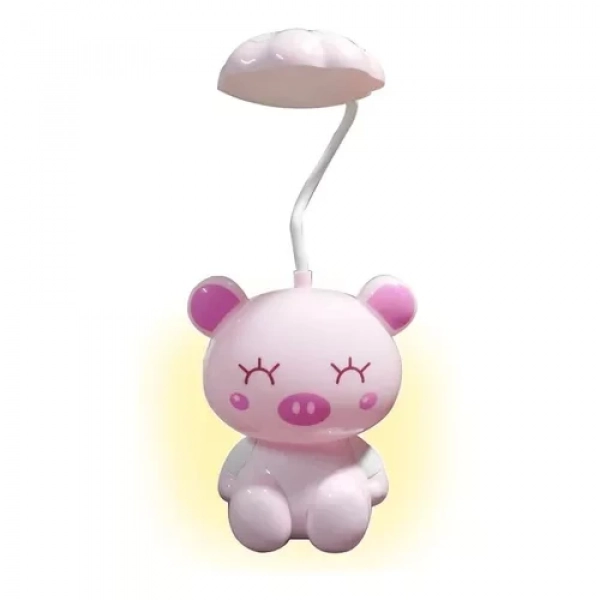 Παιδικό Επιτραπέζιο Φωτιστικό USB Επαναφορτιζόμενο 32cm LED Light Animals - Ροζ Γουρουνάκι