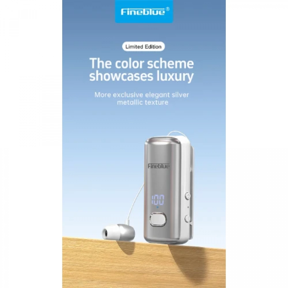 In-ear Bluetooth Handsfree Ακουστικό Ασημί Fineblue F580 Pro