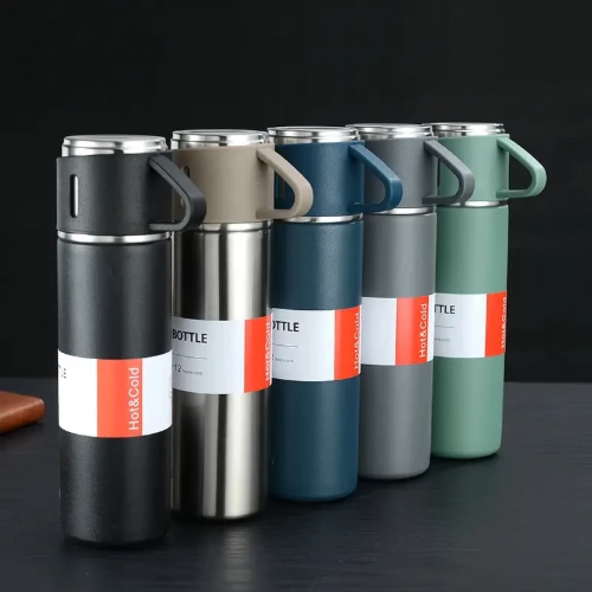 Σετ Παγούρι Θερμός 500ml από ανοξείδωτο ατσάλι με 2 έξτρα κουπάκια 23829