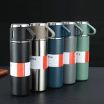 Σετ Παγούρι Θερμός 500ml από ανοξείδωτο ατσάλι με 2 έξτρα κουπάκια 23829