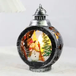 Χριστουγεννιάτικο Διακοσμητικό Φανάρι LED 13.5x9 cm Χιονάνθρωπος Χάλκινο SDS-23387