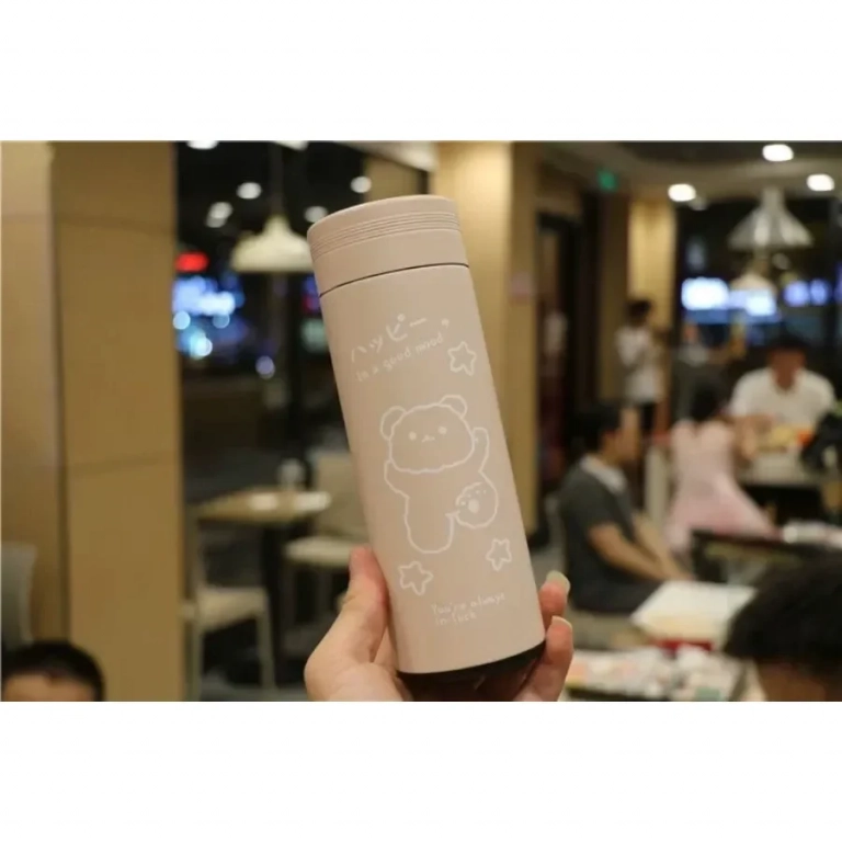 Παγούρι Θερμός 460ml από ανοξείδωτο ατσάλι με σχέδιο αρκουδάκι MYZ-066 Ροζ