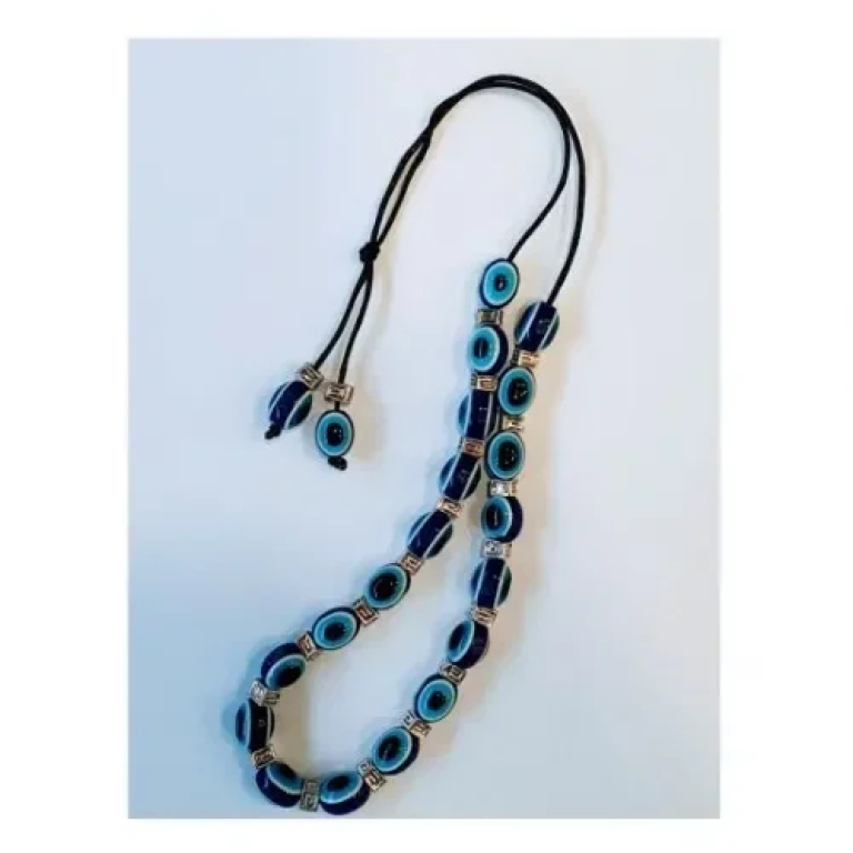 Κομπολόι με χάντρες-ματάκια και μεταλλικά στοιχεία