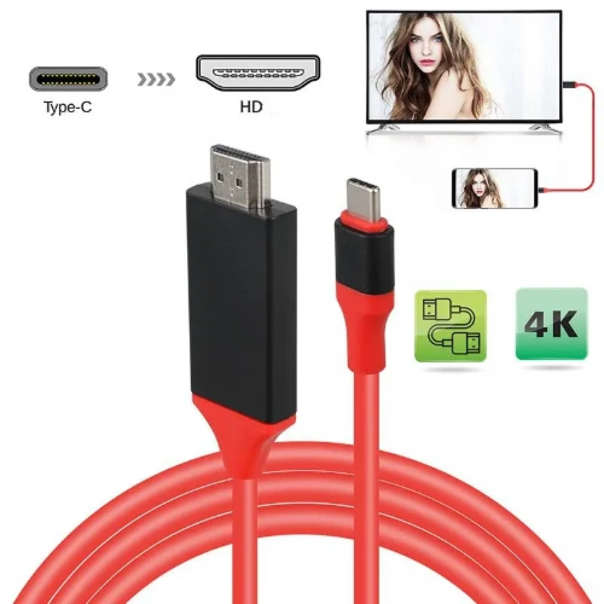Καλώδιο Type-C Adapter Cable HDTV Adapter Cable 4K - Κόκκινο