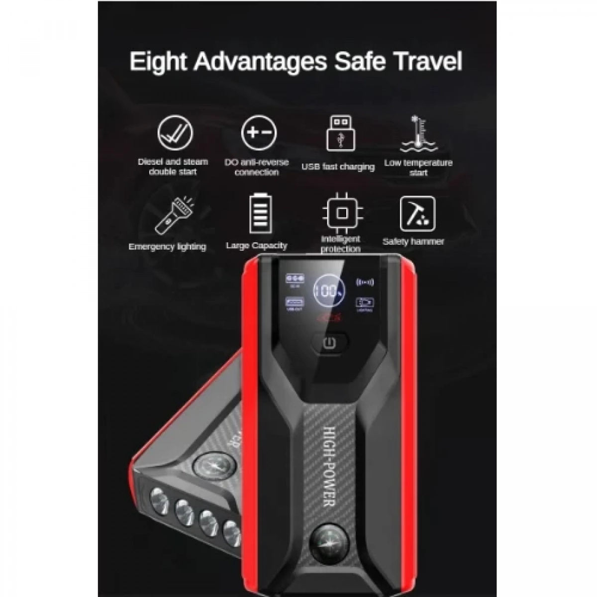 Εκκινητής μπαταρίας αυτοκινήτου & Powerbank Andowl 15000mAh Q-D1090 μαύρο κόκκινο