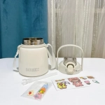 Παγούρι Θερμός 650ml με Καλαμάκι DIY με Αυτοκόλλητα & Ιμάντα από ανοξείδωτο ατσάλι 8659