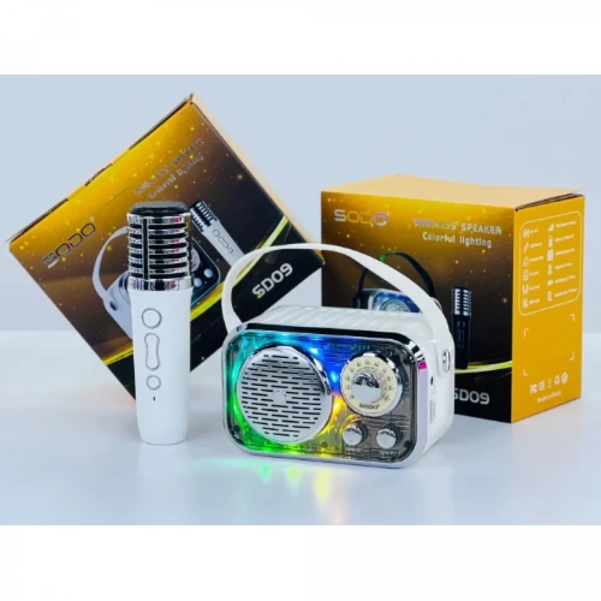 Μίνι ηχείο bluetooth Karaoke με μικρόφωνο Sodo SD09 Λευκό