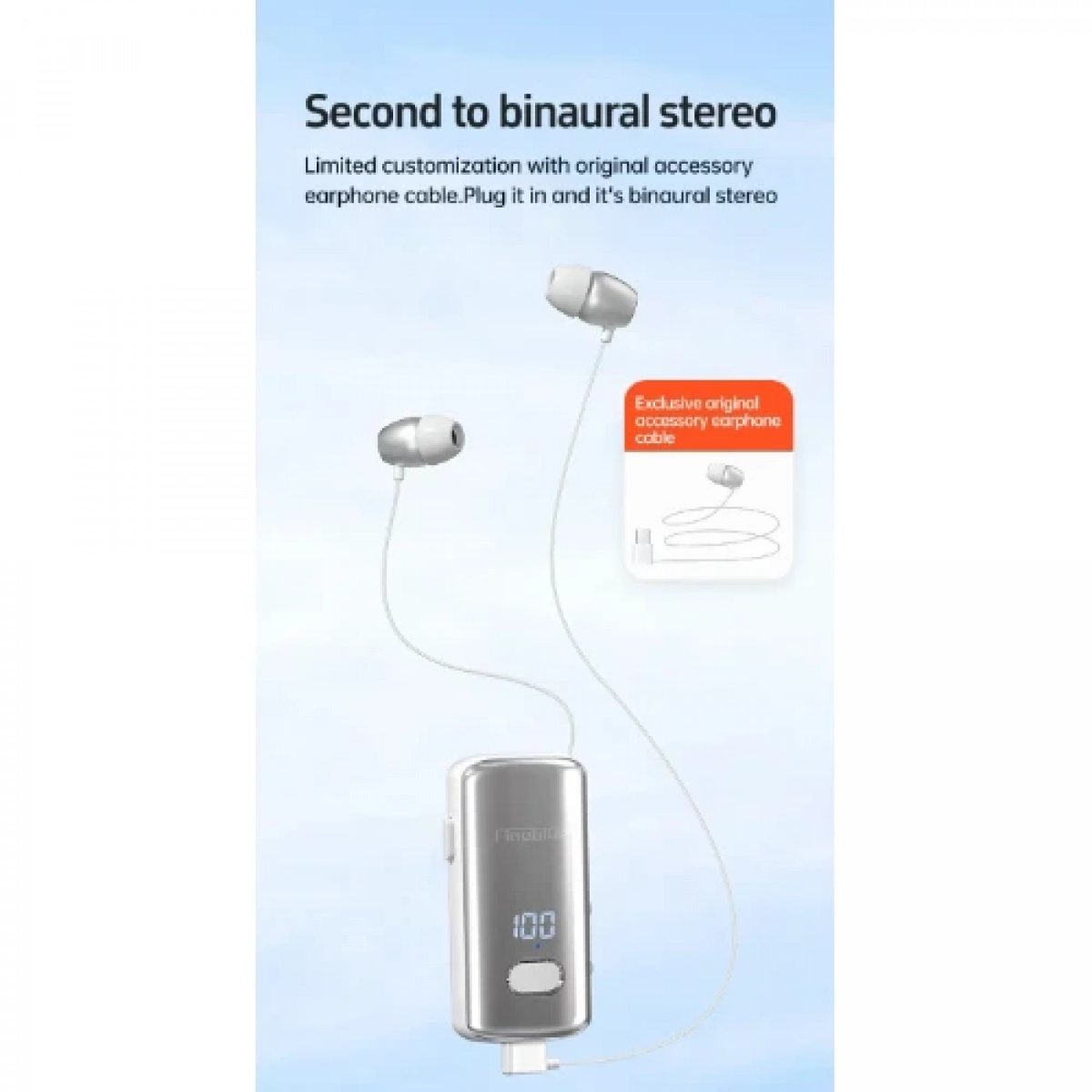 In-ear Bluetooth Handsfree Ακουστικό Ασημί Fineblue F580 Pro
